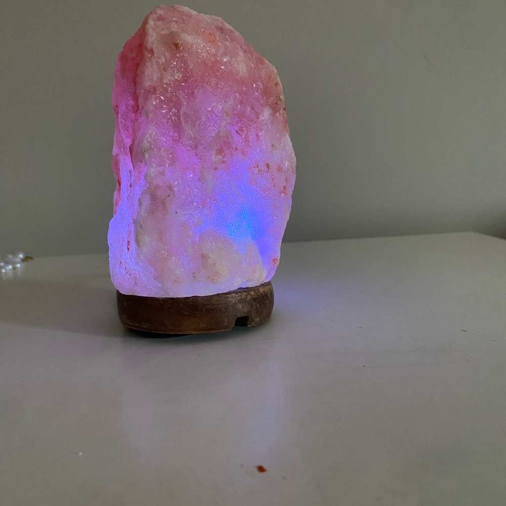 Himalayan Salt Lamp - colour changing  Crystal on Wooden Base - Picture 3 of 6